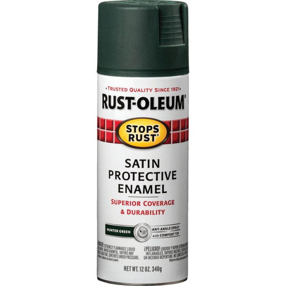 7732830 Rust-Oleum Stops Rust Decor 12 Oz. Satin Spray Paint, Hunter Green