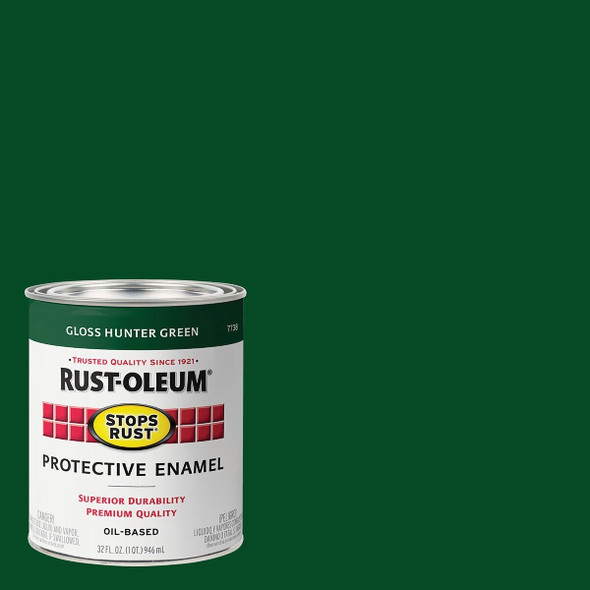7738502 Rust-Oleum Stops Rust Oil Based Gloss Protective Rust Control Enamel, Hunter Green, 1 Qt.