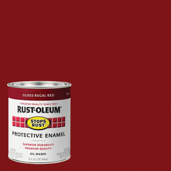 7765502 Rust-Oleum Stops Rust Oil Based Gloss Protective Rust Control Enamel, Regal Red, 1 Qt.