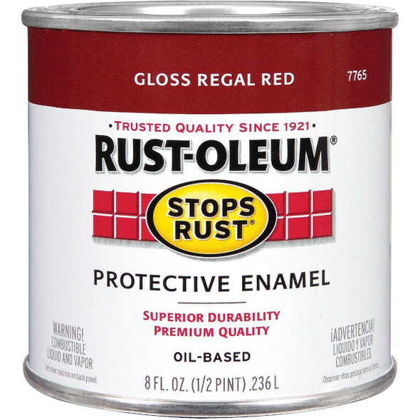 7765730 Rust-Oleum Stops Rust Oil Based Gloss Protective Rust Control Enamel, Regal Red, 1/2 Pt.