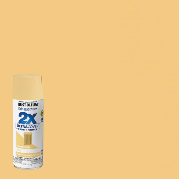334079 Rust-Oleum Painter's Touch 2X Ultra Cover 12 Oz. Satin Paint + Primer Spray Paint, Summer Squash