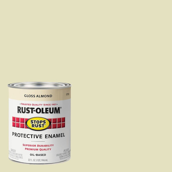 7770502 Rust-Oleum Stops Rust Oil Based Gloss Protective Rust Control Enamel, Almond, 1 Qt.