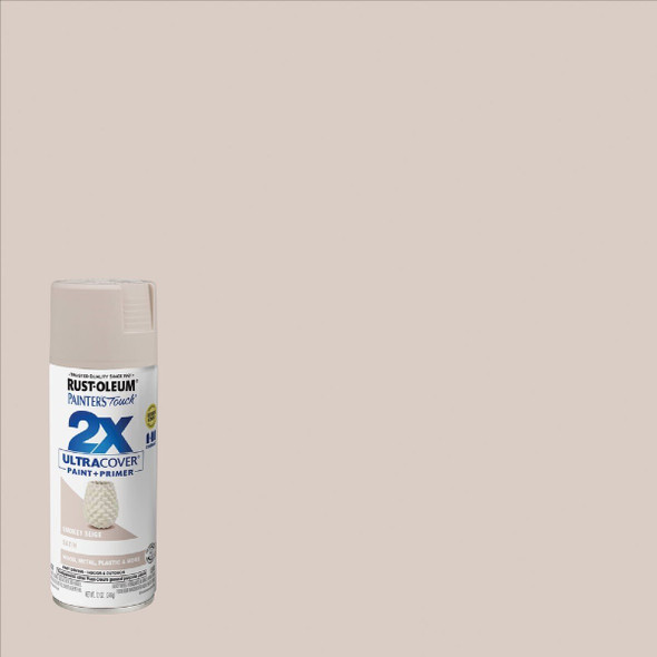 334092 Rust-Oleum Painter's Touch 2X Ultra Cover 12 Oz. Satin Paint + Primer Spray Paint, Smokey Beige