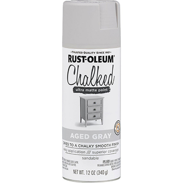 302592 Rust-Oleum Chalked 12 Oz. Ultra Matte Spray Paint, Aged Gray