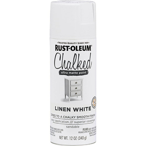 302591 Rust-Oleum Chalked 12 Oz. Ultra Matte Spray Paint, Linen White