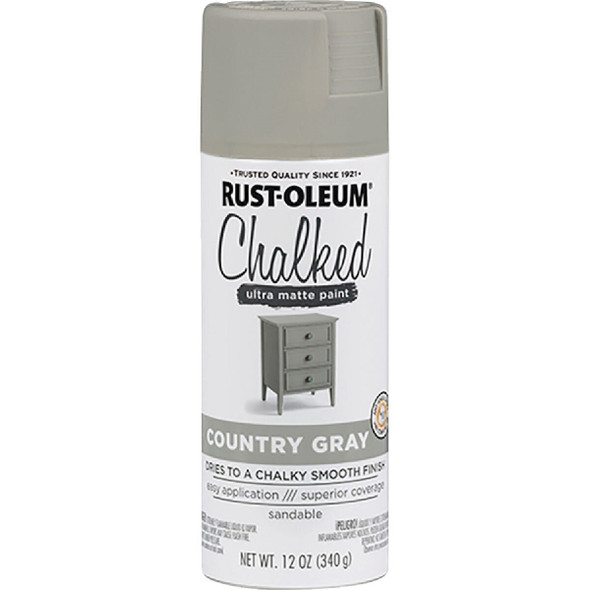 302593 Rust-Oleum Chalked 12 Oz. Ultra Matte Spray Paint, Country Gray
