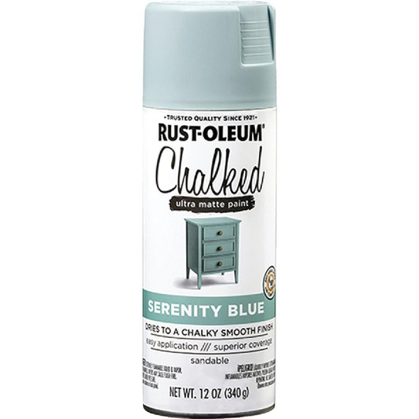 302595 Rust-Oleum Chalked 12 Oz. Ultra Matte Spray Paint, Serenity Blue