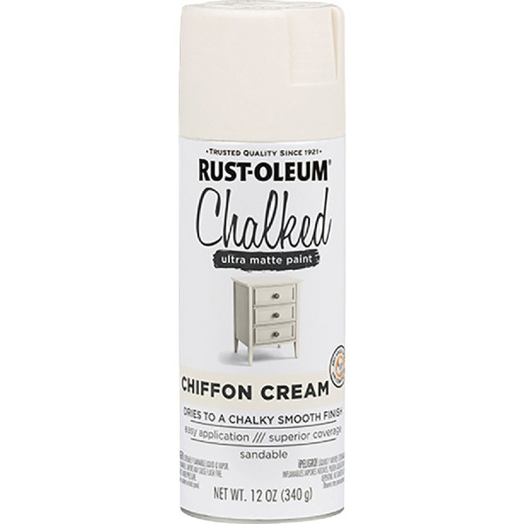 302596 Rust-Oleum Chalked 12 Oz. Ultra Matte Spray Paint, Chiffon Cream