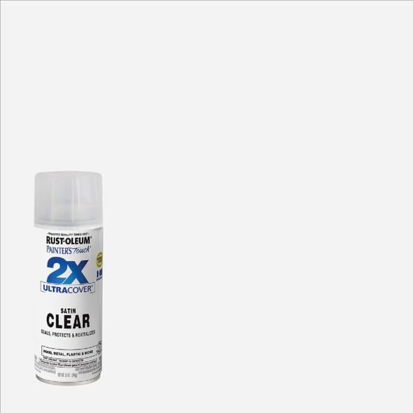 346952 Rust-Oleum Painter's Touch 2X Ultra Cover Clear 12 Oz. Satin Finish Spray Paint, Clear