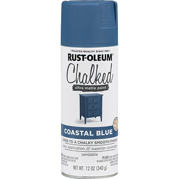 302598 Rust-Oleum Chalked 12 Oz. Ultra Matte Spray Paint, Coastal Blue