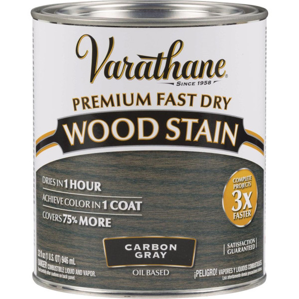 304559 Varathane Fast Dry Carbon Gray Urethane Modified Alkyd Interior Wood Stain, 1 Qt.