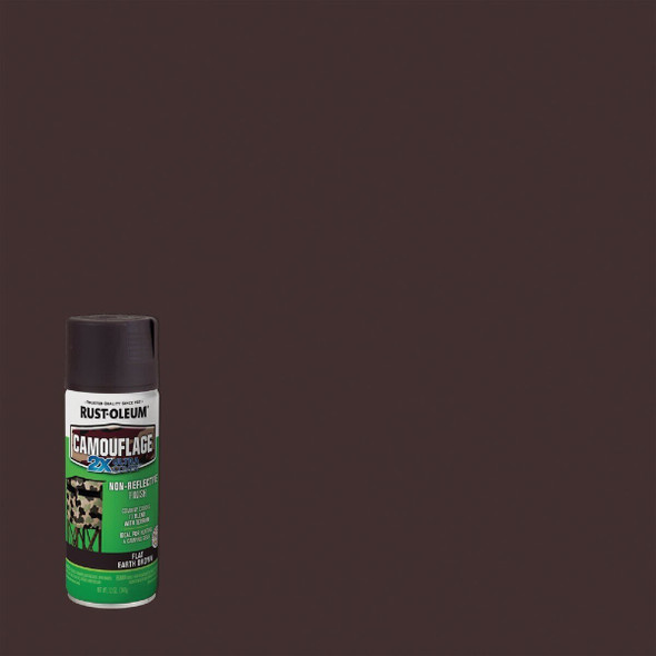 279178 Rust-Oleum Camouflage 2X Ultra Cover 12 Oz. Flat Spray Paint, Earth Brown