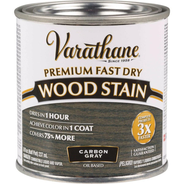 307416 Varathane Fast Dry Carbon Gray Urethane Modified Alkyd Interior Wood Stain, 1/2 Pt.