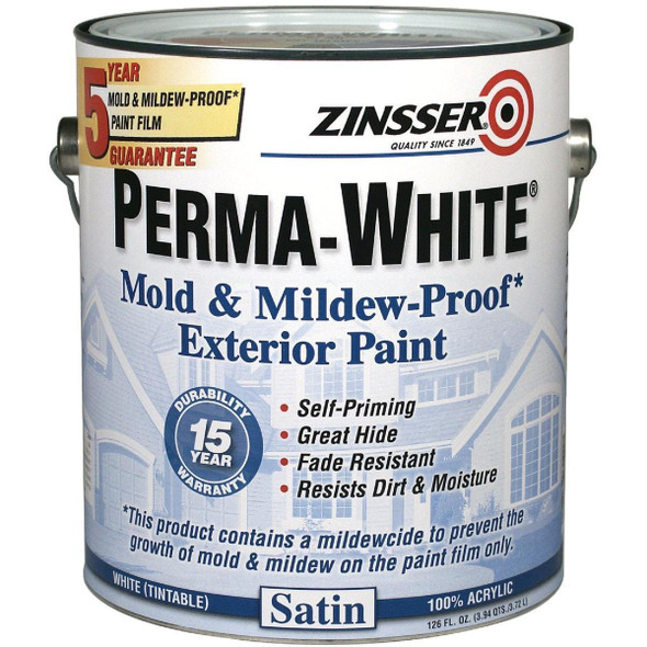3101 Zinsser Perma-White White-Tintable Satin Gallon Mildew Paint