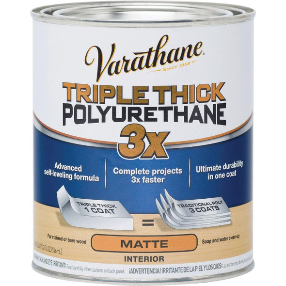 304588 Varathane Matte Triple Thick Interior Polyurethane, 1 Qt.