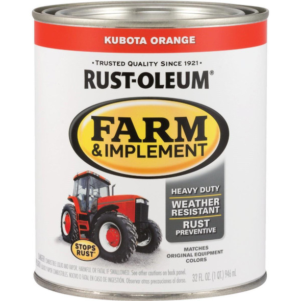 280159 Rust-Oleum 1 Quart Kubota Orange Gloss Farm & Implement Enamel