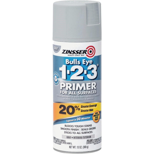 290971 Zinsser Bulls Eye 1-2-3 13 Oz. Primer Spray, Gray