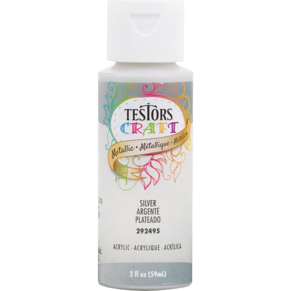 292495A Testors 2 Oz. Acrylic Metallic Craft Paint, Silver