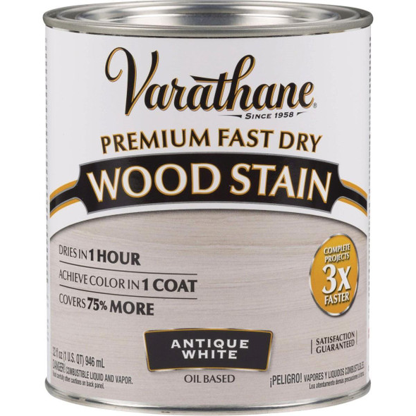 297424 Varathane Fast Dry Antique White Urethane Modified Alkyd Interior Wood Stain, 1 Qt.