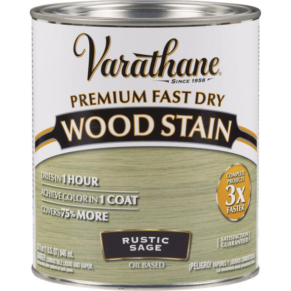 297426 Varathane Fast Dry Rustic Sage Urethane Modified Alkyd Interior Wood Stain, 1 Qt.