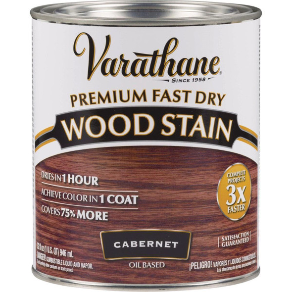 262016 Varathane Fast Dry Cabernet Urethane Modified Alkyd Interior Wood Stain, 1 Qt.