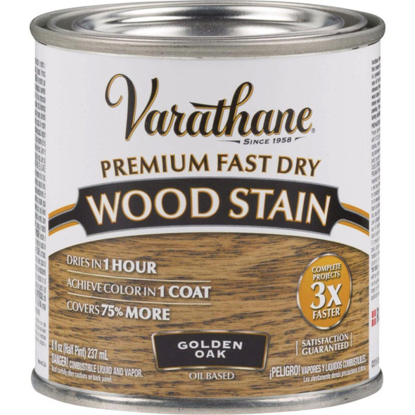 262021 Varathane Fast Dry Golden Oak Urethane Modified Alkyd Interior Wood Stain, 1/2 Pt.
