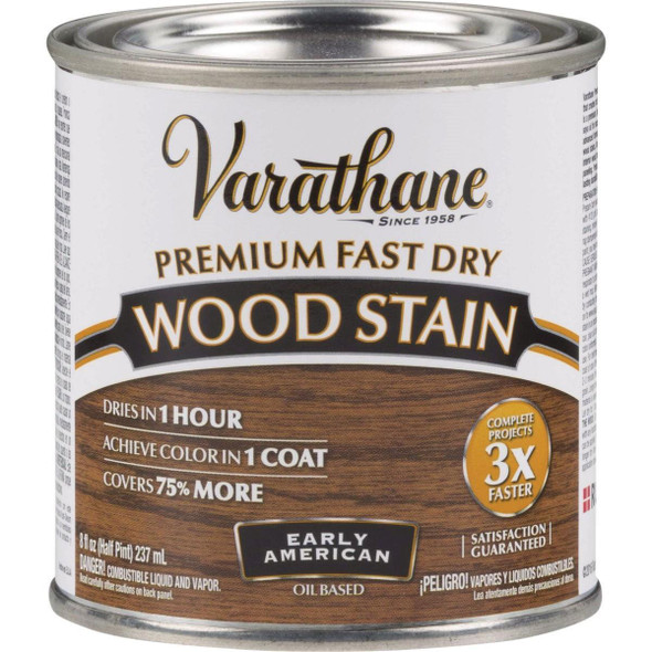 262024 Varathane Fast Dry Early American Urethane Modified Alkyd Interior Wood Stain, 1/2 Pt.