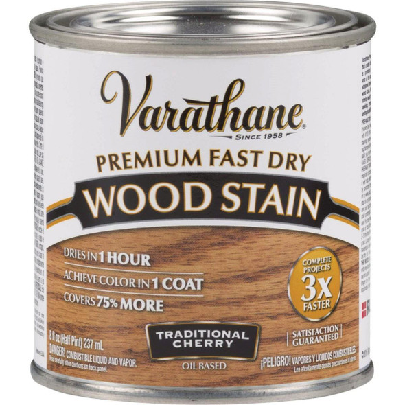 262027 Varathane Fast Dry Traditional Cherry Urethane Modified Alkyd Interior Wood Stain, 1/2 Pt.