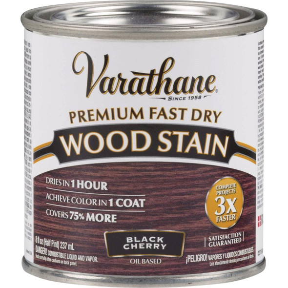 262028 Varathane Fast Dry Black Cherry Urethane Modified Alkyd Interior Wood Stain, 1/2 Pt.