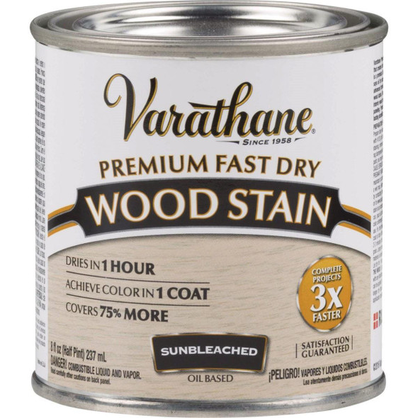 262030 Varathane Fast Dry Sunbleached Wood Urethane Modified Alkyd Interior Wood Stain, 1/2 Pt.