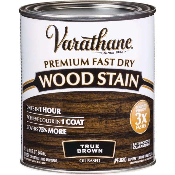 333616 Varathane Fast Dry True Brown Urethane Modified Alkyd Interior Wood Stain, 1/2 Pt.