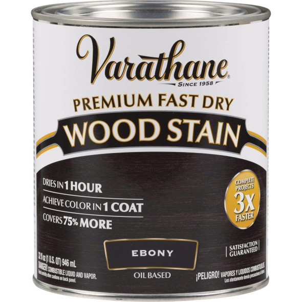 269395 Varathane Fast Dry Ebony Wood Urethane Modified Alkyd Interior Wood Stain, 1 Qt.