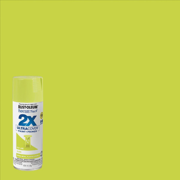 334036 Rust-Oleum Painter's Touch 2X Ultra Cover 12 Oz. Gloss Paint + Primer Spray Paint, Key Lime