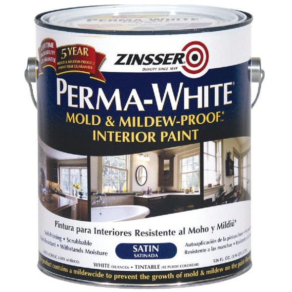2711 Zinsser Perma-White White-Tintable Satin Gallon Mildew Paint