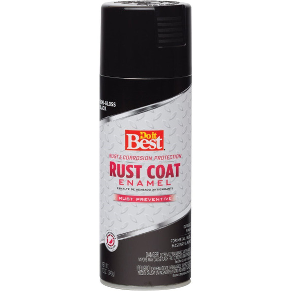 203507D Rust Coat Semi-Gloss Black 12 Oz. Anti-Rust Spray Paint