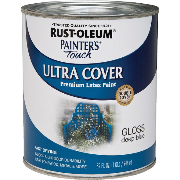 224428T Rust-Oleum Painter's Touch 2X Ultra Cover Premium Latex Paint, Deep Blue, 1 Qt.
