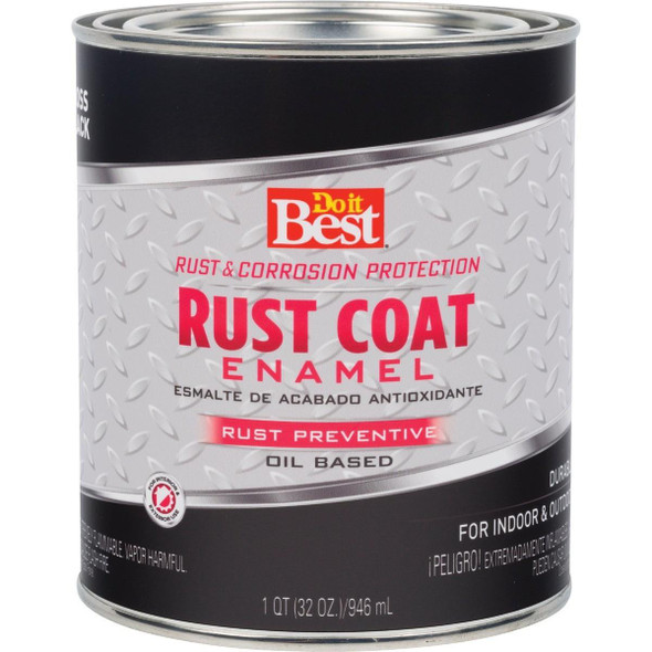 203565D Rust Coat Oil-Based Gloss Enamel, Black, 1 Qt.