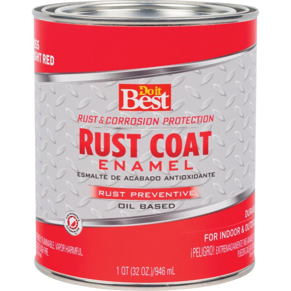203570D Rust Coat Oil-Based Gloss Enamel, Bright Red, 1 Qt.