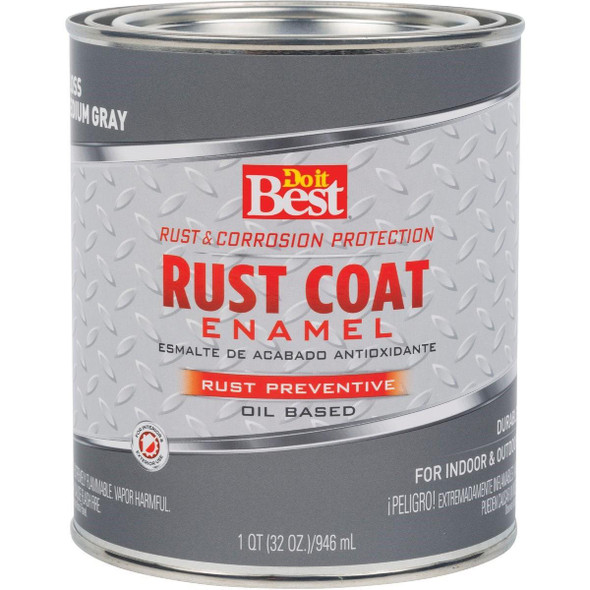 203571D Rust Coat Oil-Based Gloss Enamel, Medium Gray, 1 Qt.