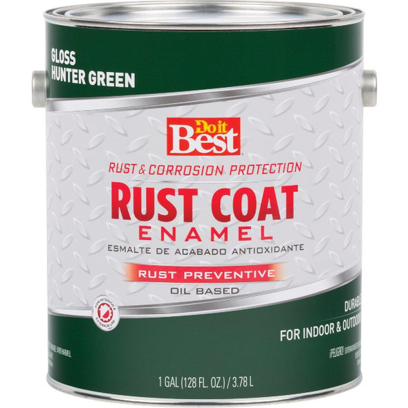203705D Rust Coat Oil-Based Gloss Enamel, Hunter Green, 1 Gal.