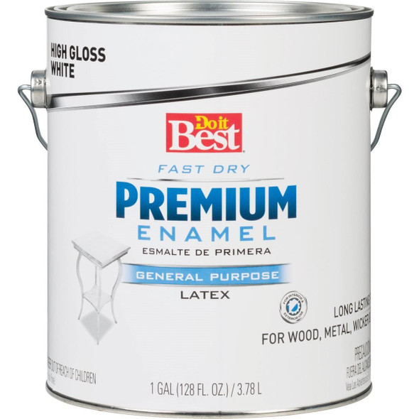 203760D Fast Dry Acrylic Latex Gloss Premium Enamel, White, 1 Gal.
