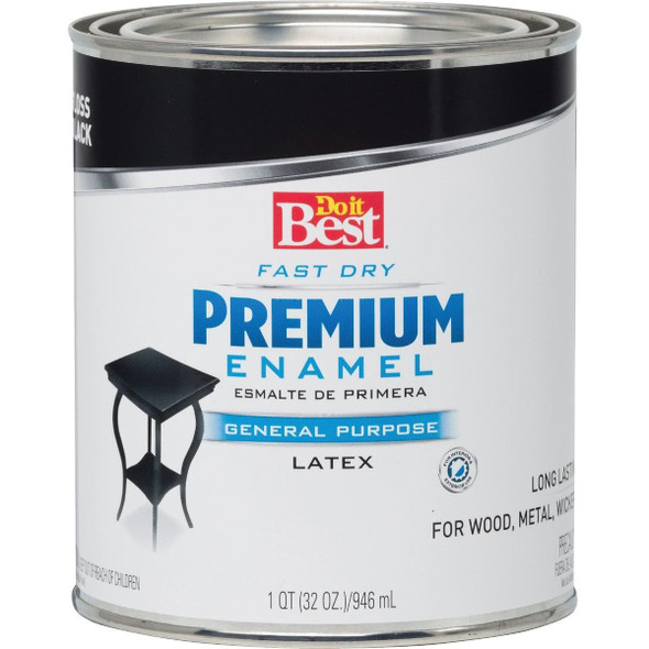 203286D Fast Dry Acrylic Latex Gloss Premium Enamel, Black, 1 Qt.