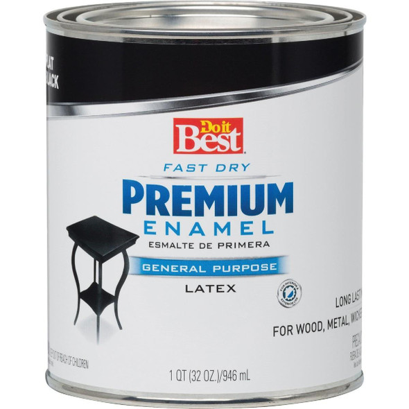 203288D Fast Dry Acrylic Latex Flat Premium Enamel, Black, 1 Qt.
