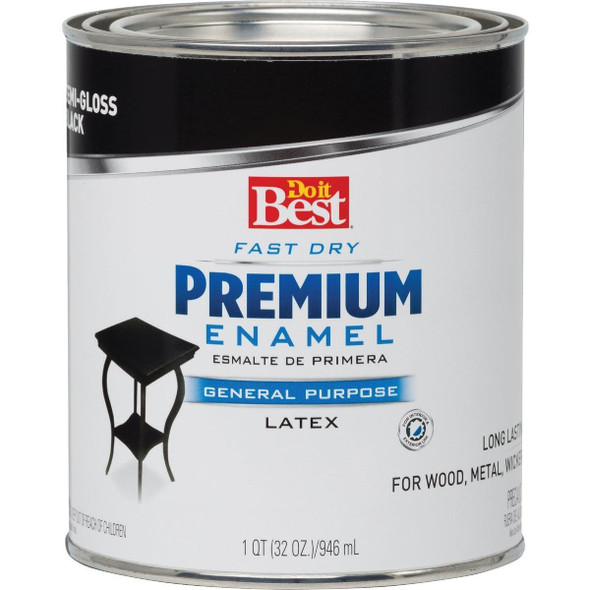 203314D Fast Dry Acrylic Latex Semi-Gloss Premium Enamel, Black, 1 Qt.