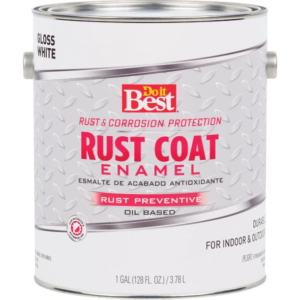 203370D Rust Coat Oil-Based Gloss Enamel, White, 1 Gal.