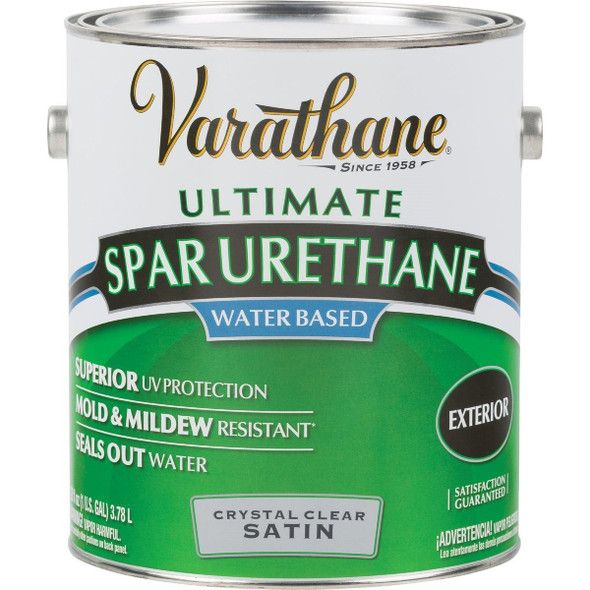 250231 Varathane Satin Clear Water Based Exterior Spar Urethane, 1 Gal.