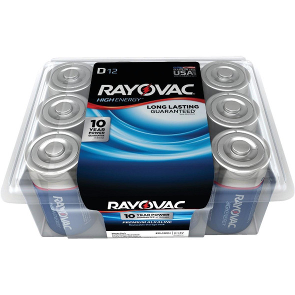 813-12PPK Rayovac High Energy D Alkaline Battery (12-Pack)