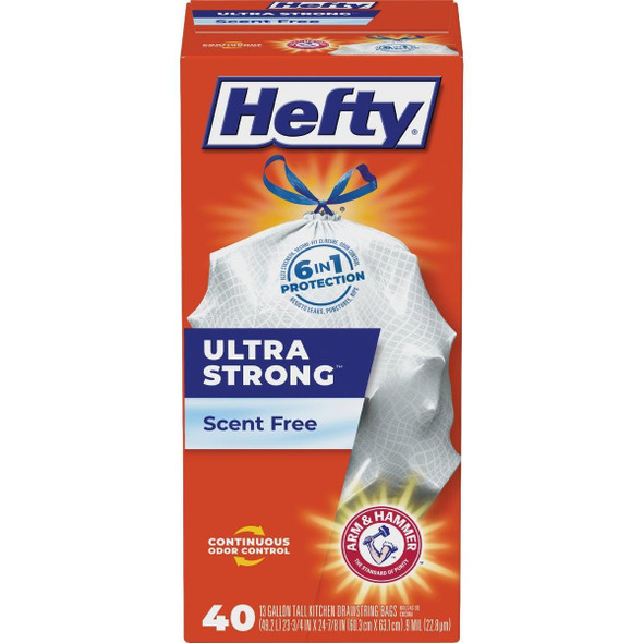 E88338 Hefty Ultra Strong 13 Gal. Scent Free Tall Kitchen White Trash Bag (40-Count)