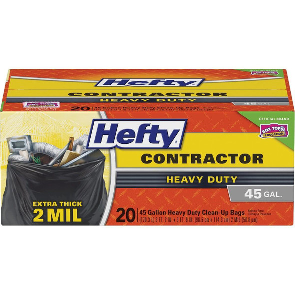 E24519 Hefty 45 Gal. Contractor Black Trash Bag (20-Count)