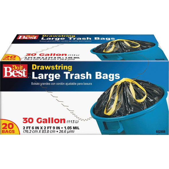 602508 30 Gal. Large Black Trash Bag (20-Count)